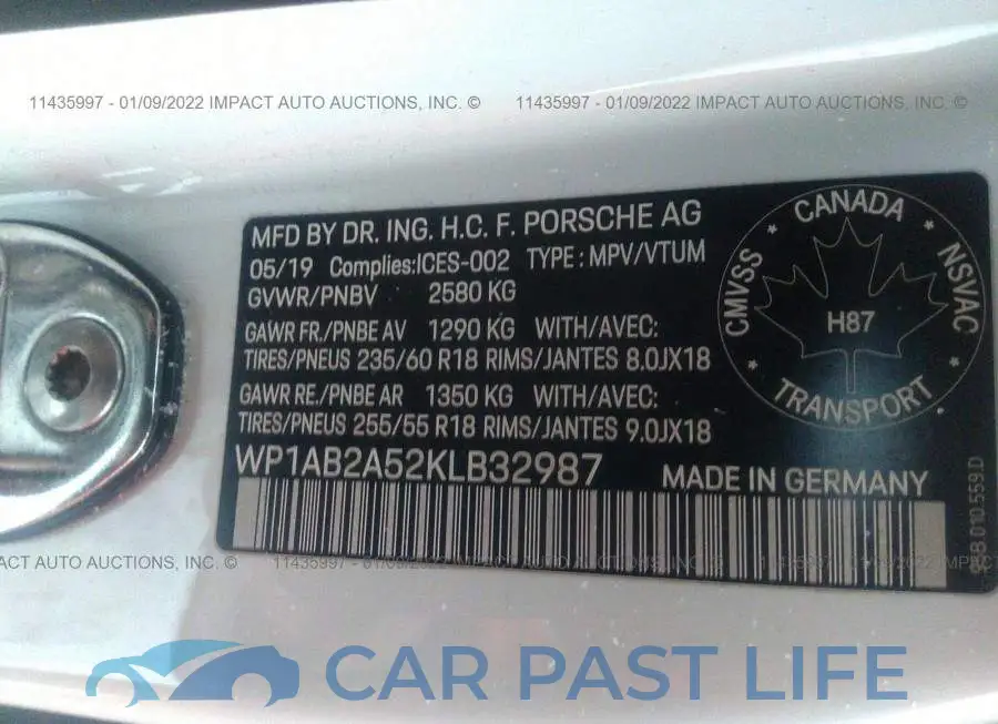 WP1AB2A52KLB32987# 9