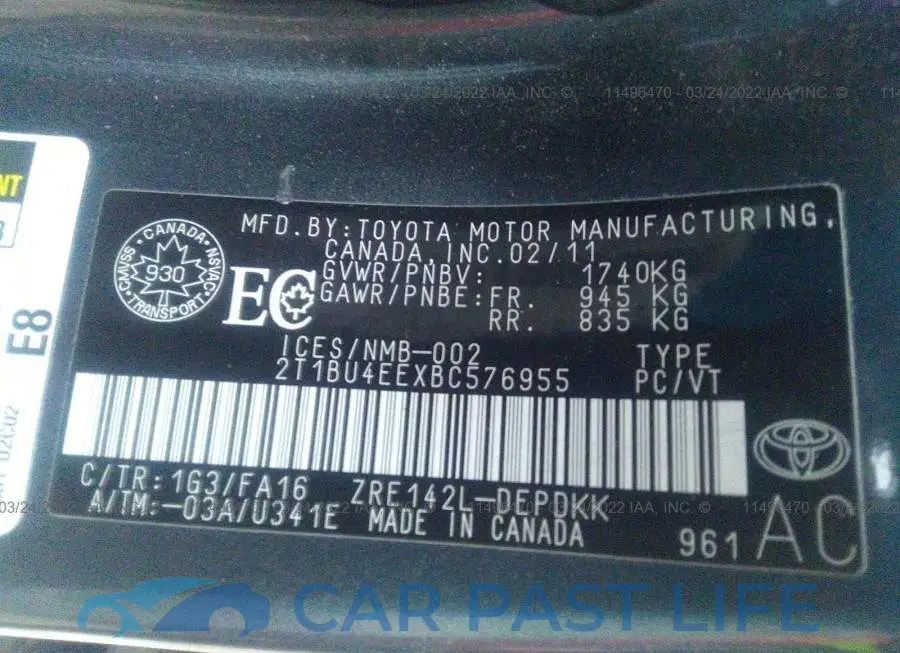 2T1BU4EEXBC576955# 9