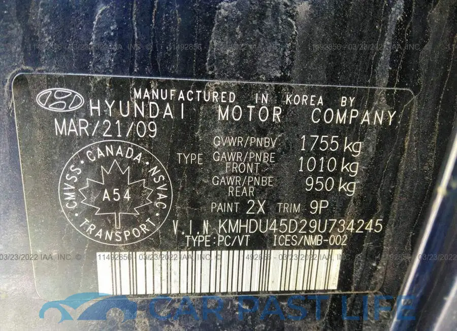 KMHDU45D29U734245# 9