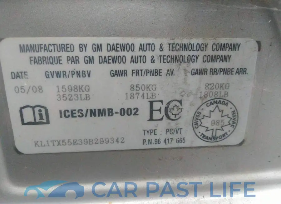 KL1TX55E39B299342# 9