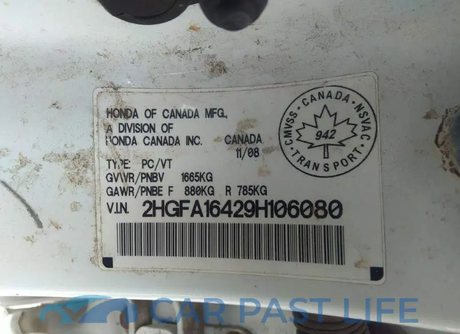 2HGFA16429H106080# 9