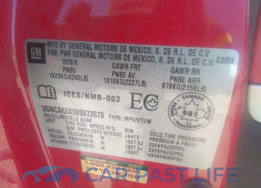 3GNCA63X38S672670# 10