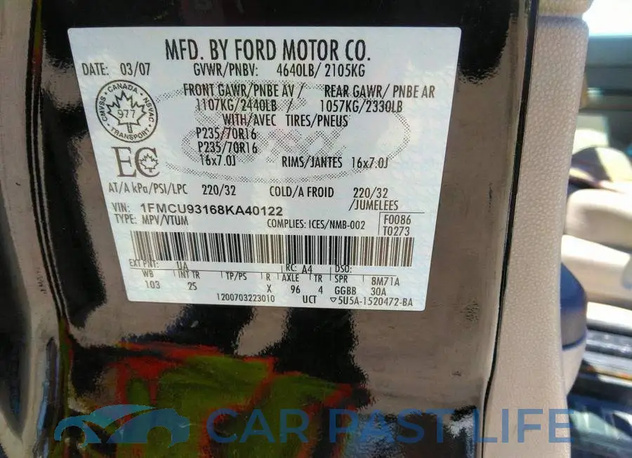 1FMCU93168KA40122# 9