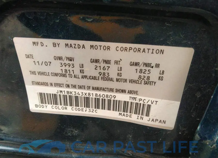 JM1BK343X81860809# 9
