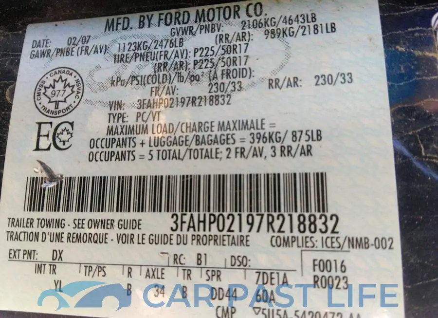 3FAHP02197R218832# 9