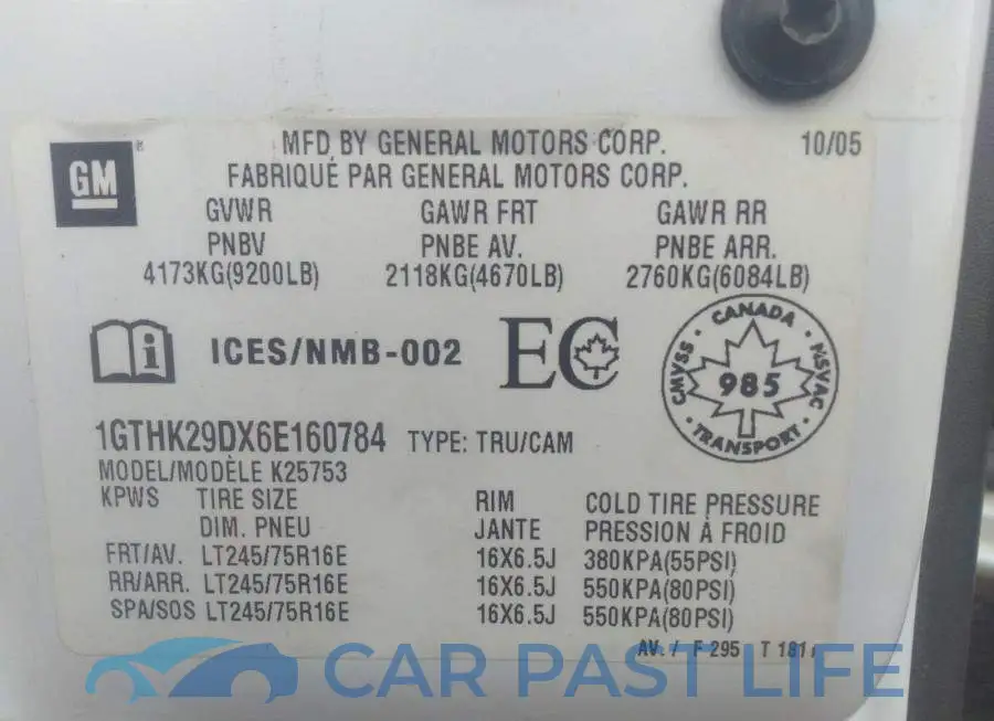 1GTHK29DX6E160784# 9