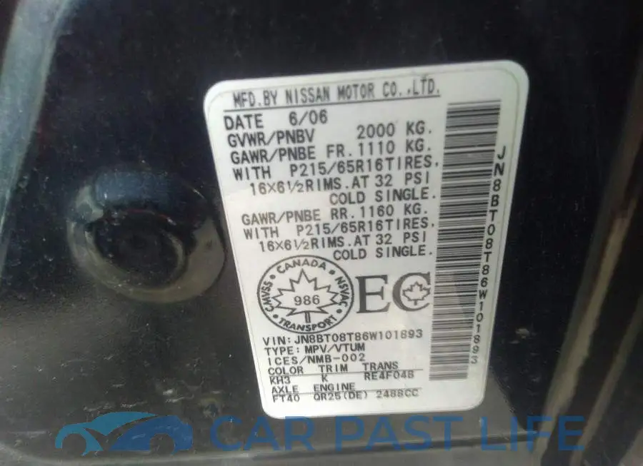 JN8BT08T86W101893# 9