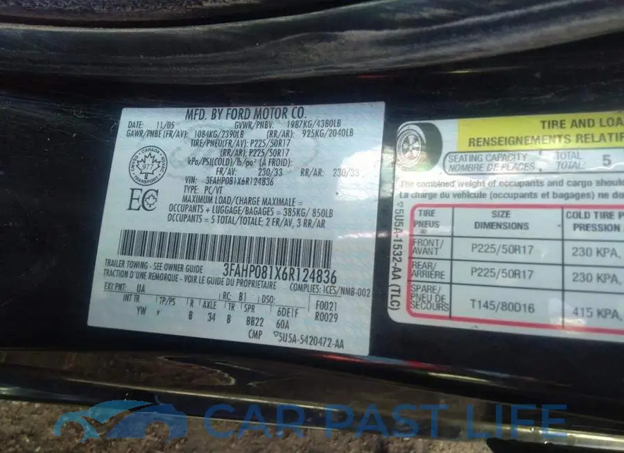 3FAHP081X6R124836# 9
