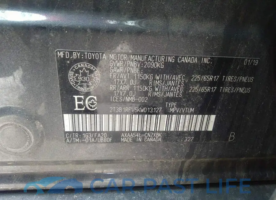 2T3B1RFV5KW013127# 9