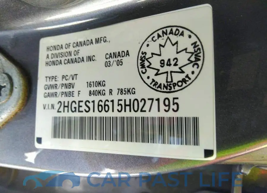 2HGES16615H027195# 9