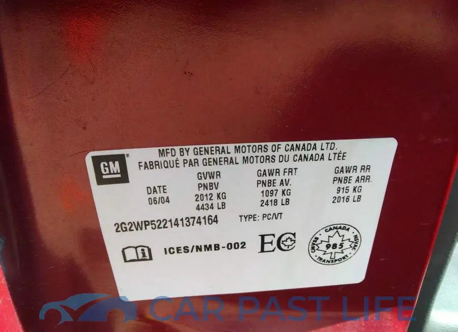 2G2WP522141374164# 9