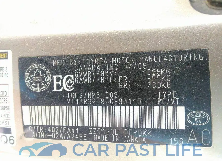 2T1BR32E85C890110# 9