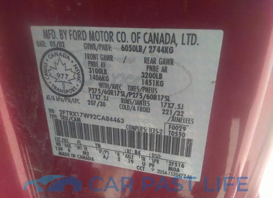 2FTRX17W92CA84463# 9