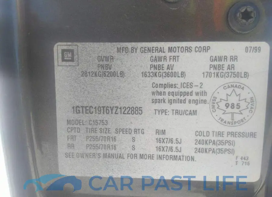 1GTEC19T6YZ122885# 9