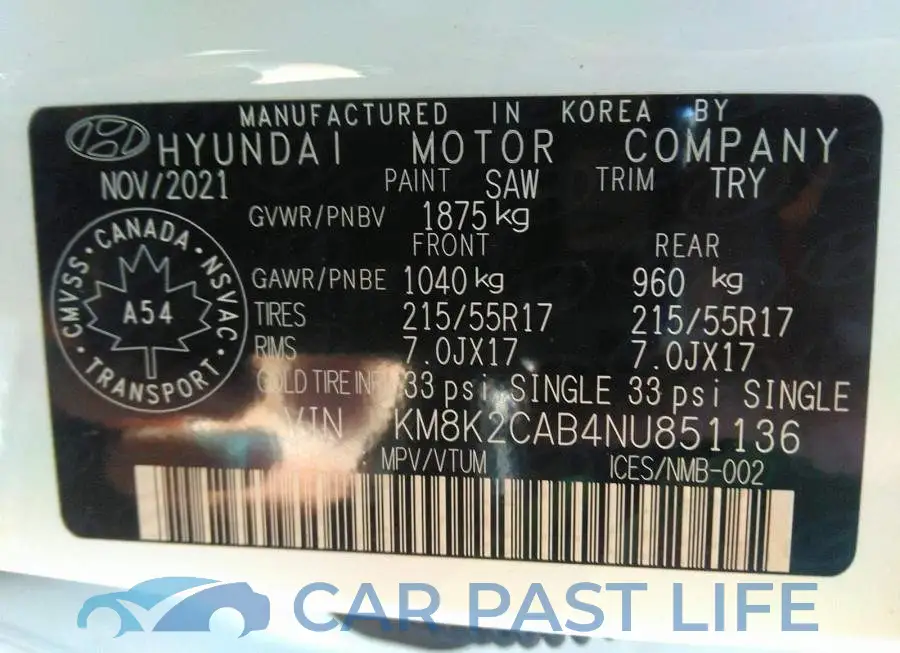 KM8K2CAB4NU851136# 9