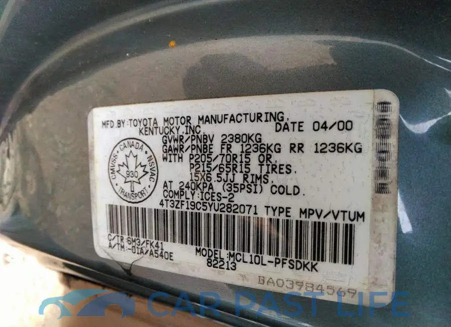 4T3ZF19C5YU282071# 9