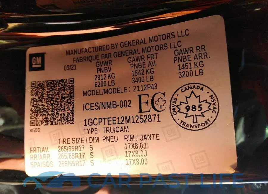 1GCPTEE12M1252871# 9