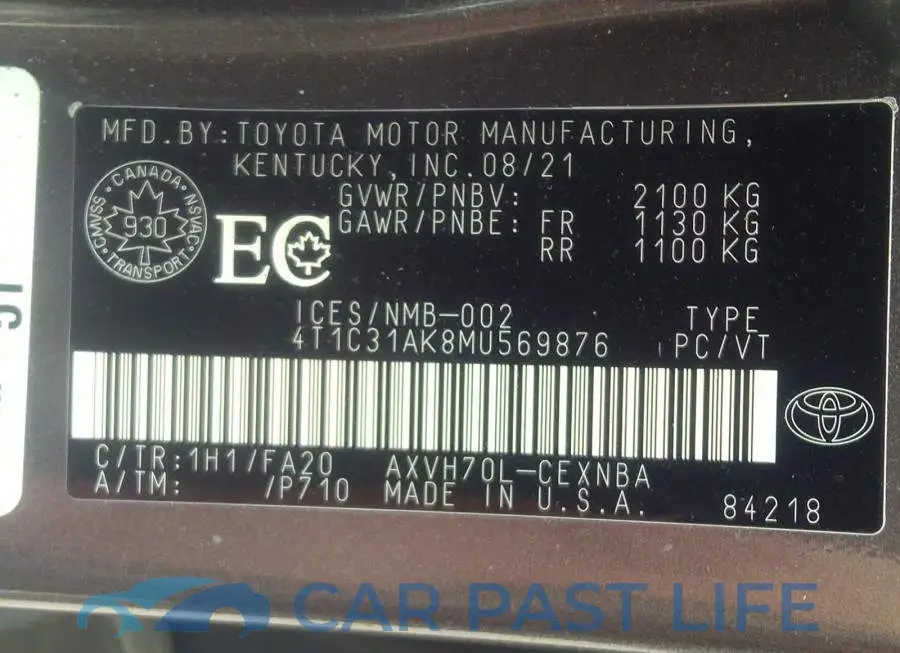 4T1C31AK8MU569876# 9