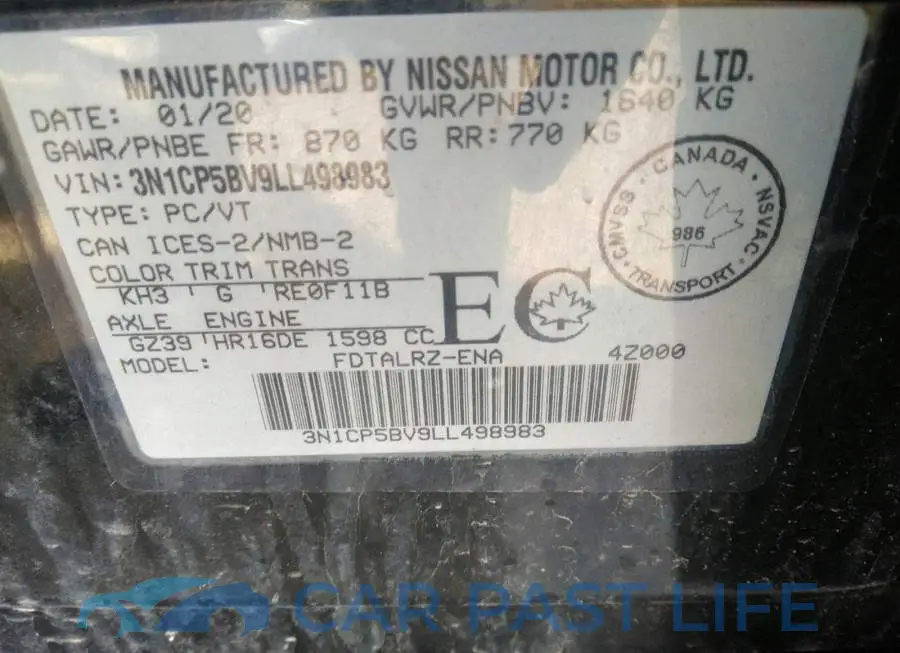 3N1CP5BV9LL498983# 9