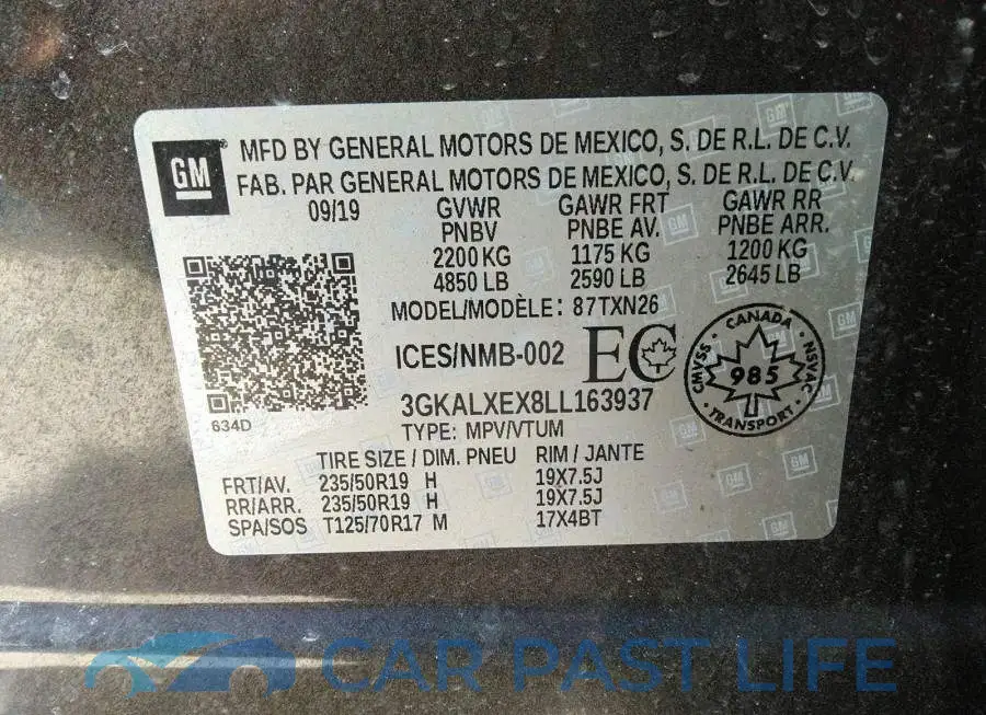 3GKALXEX8LL163937# 9