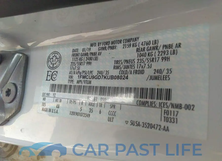 1FMCU9GD7KUB08024# 9