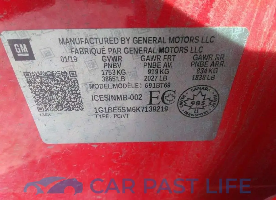 1G1BE5SM6K7139219# 9