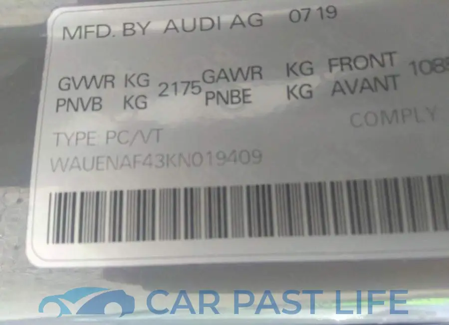 WAUENAF43KN019409# 9