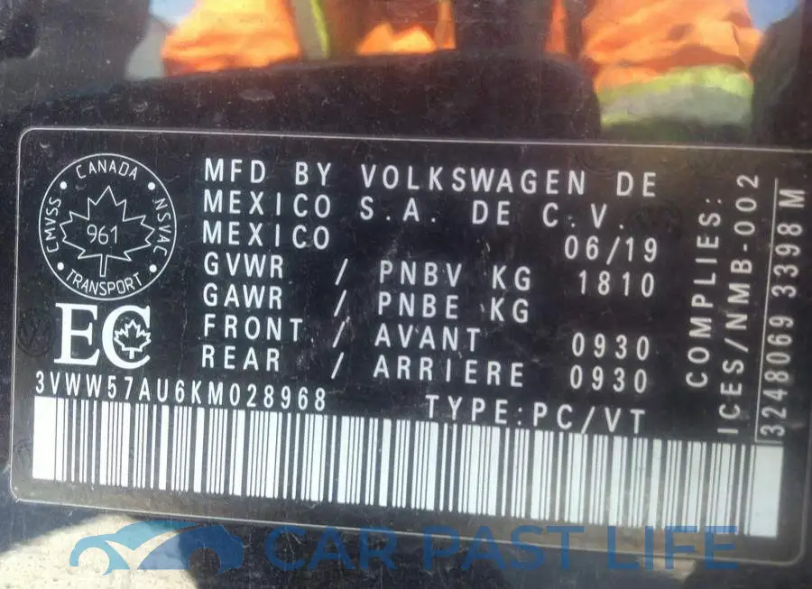 3VWW57AU6KM028968# 9