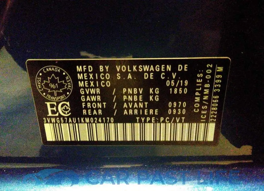 3VWG57AU1KM024170# 9