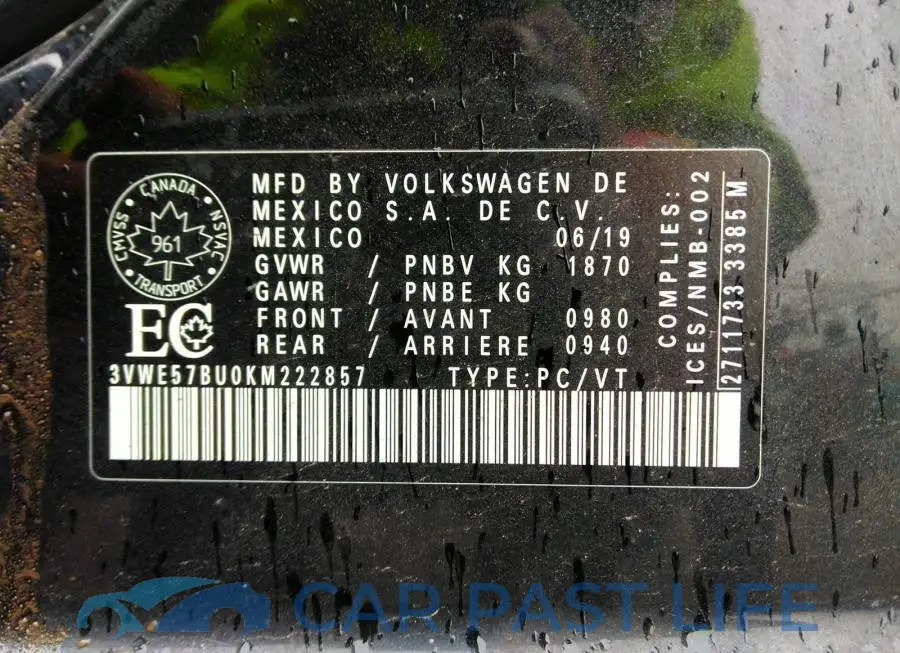 3VWE57BU0KM222857# 9