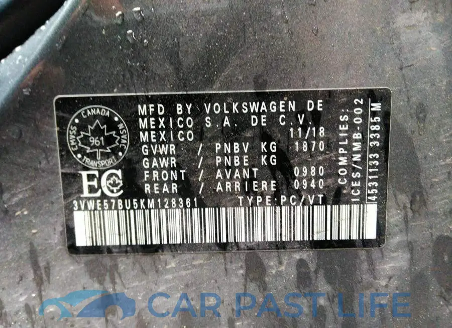 3VWE57BU5KM128361# 9
