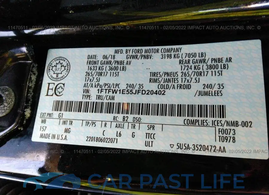 1FTFW1E55JFD20402# 9