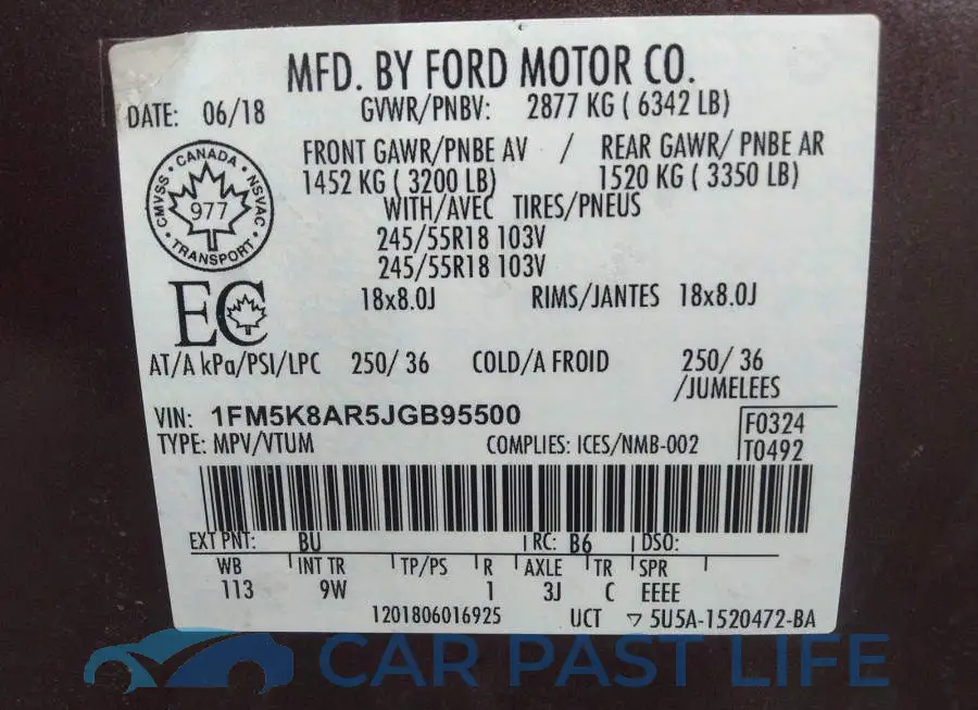 1FM5K8AR5JGB95500# 9