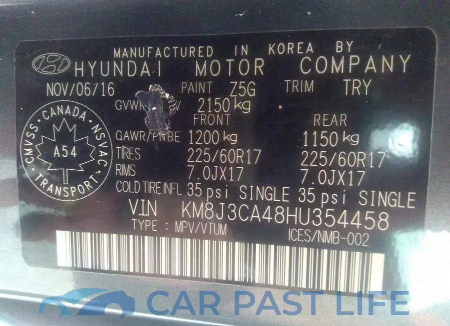 KM8J3CA48HU354458# 9