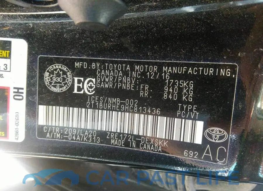 2T1BURHE9HC813436# 9