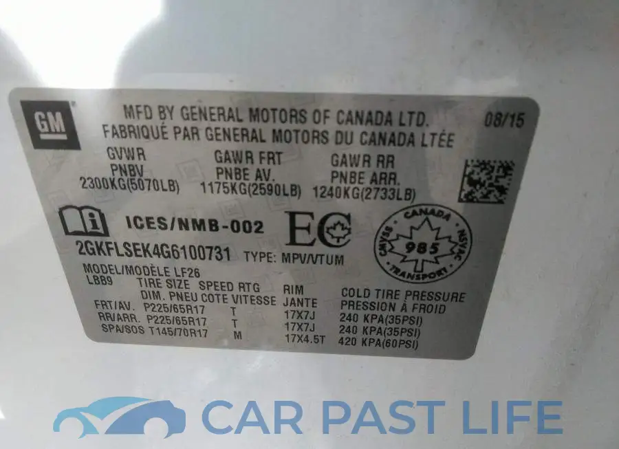 2GKFLSEK4G6100731# 9