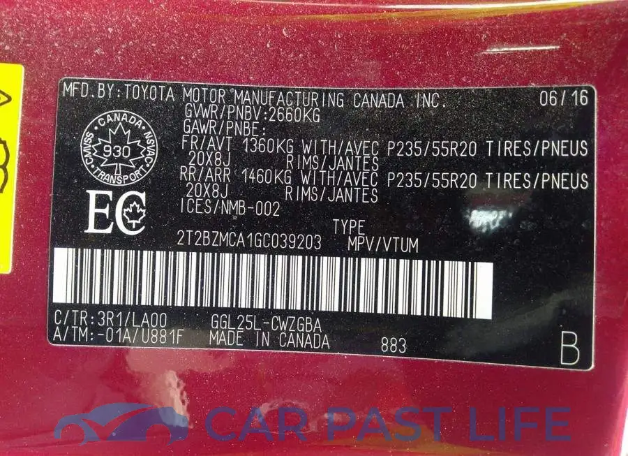 2T2BZMCA1GC039203# 9