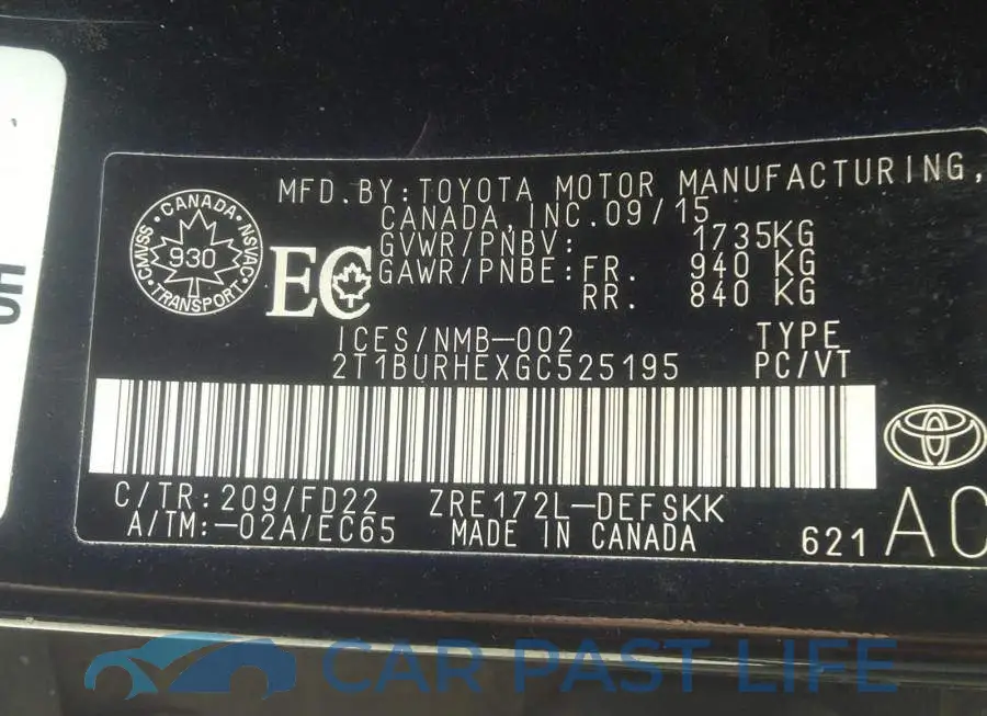 2T1BURHEXGC525195# 9