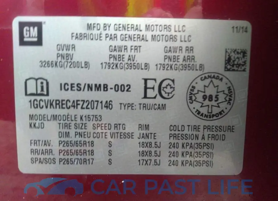 1GCVKREC4FZ207146# 9
