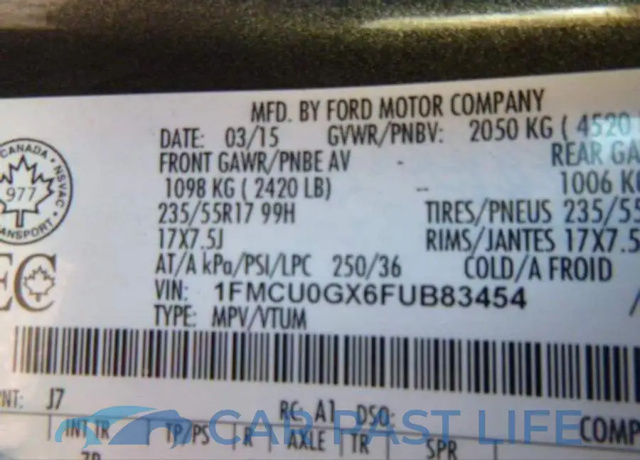 1FMCU0GX6FUB83454# 9