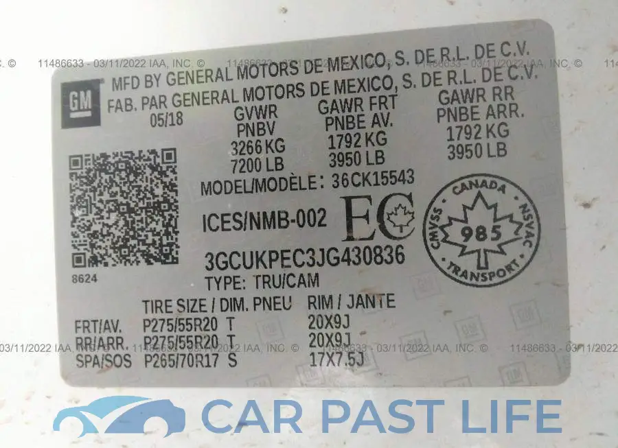 3GCUKPEC3JG430836# 9