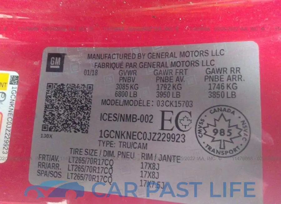 1GCNKNEC0JZ229923# 9