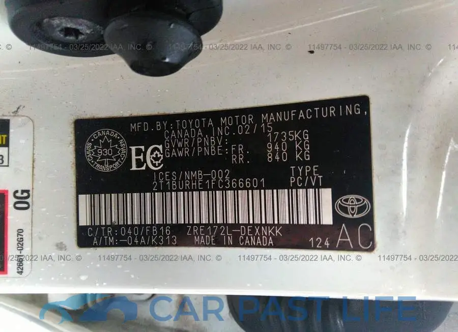 2T1BURHE1FC366601# 9