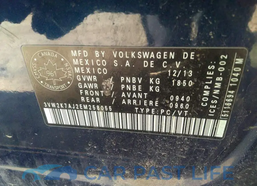 3VW2K7AJ2EM258055# 9