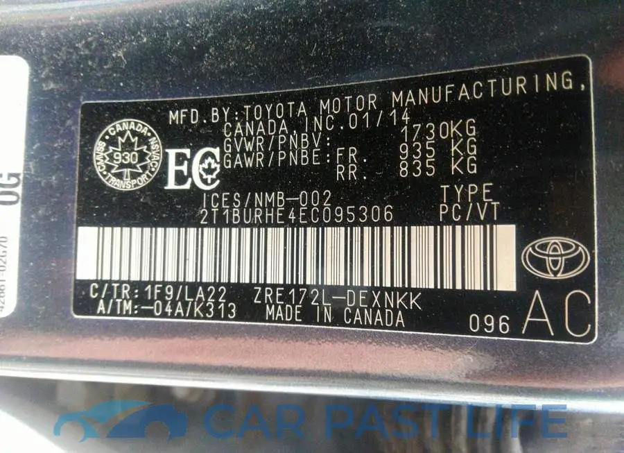 2T1BURHE4EC095306# 9