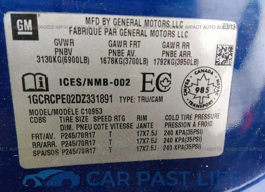 1GCRCPE02DZ331891# 9