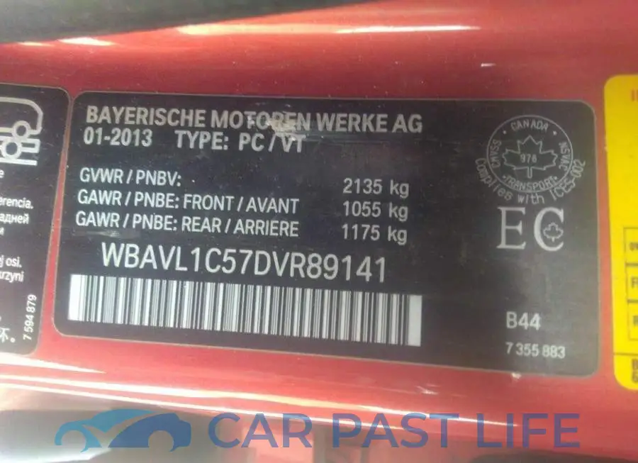 WBAVL1C57DVR89141# 9