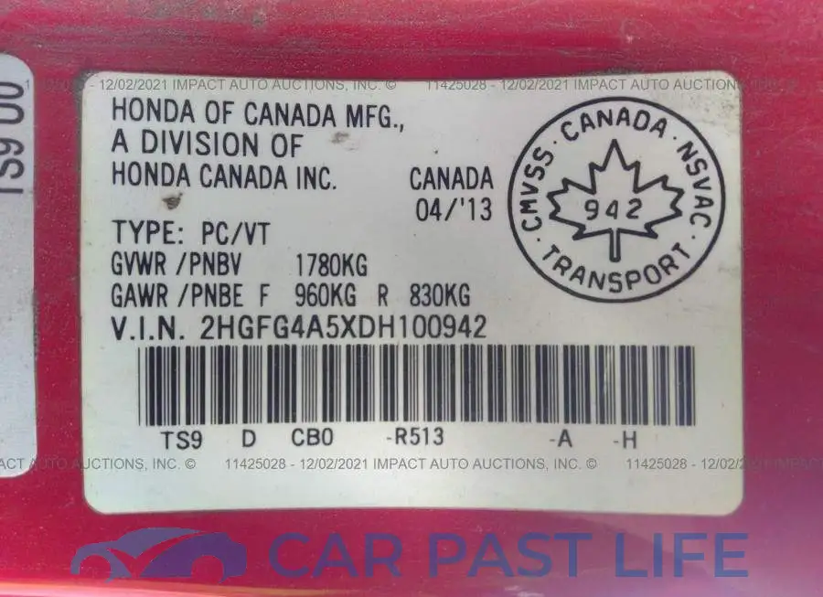 2HGFG4A5XDH100942# 9