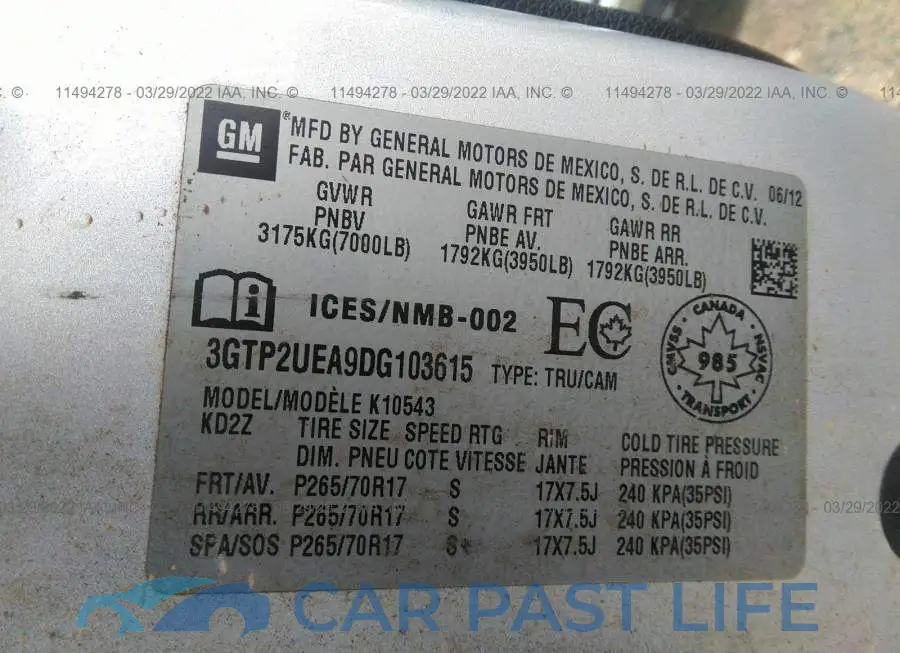 3GTP2UEA9DG103615# 9