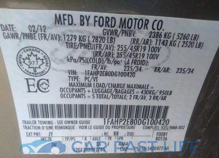 1FAHP2E80DG100420# 9
